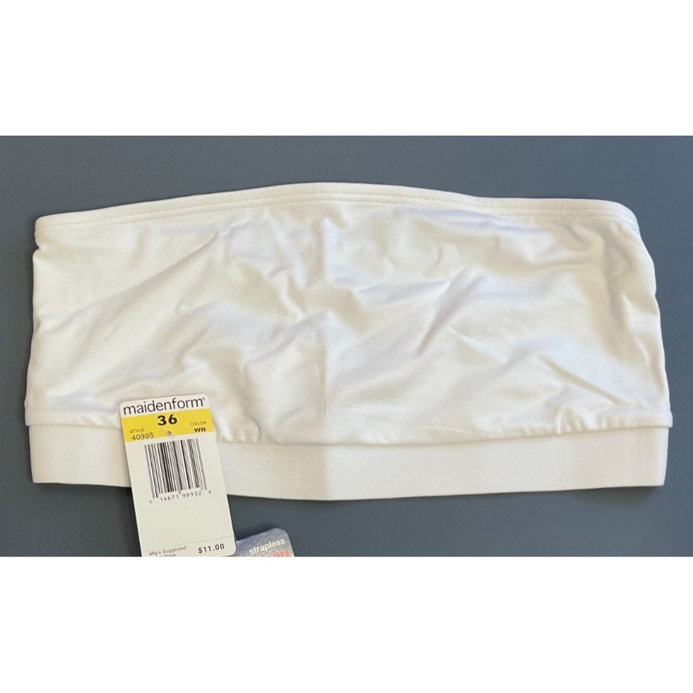 Vintage Maidenform Bandeau Strapless Bra Women 36 Wireless White Comfort New
